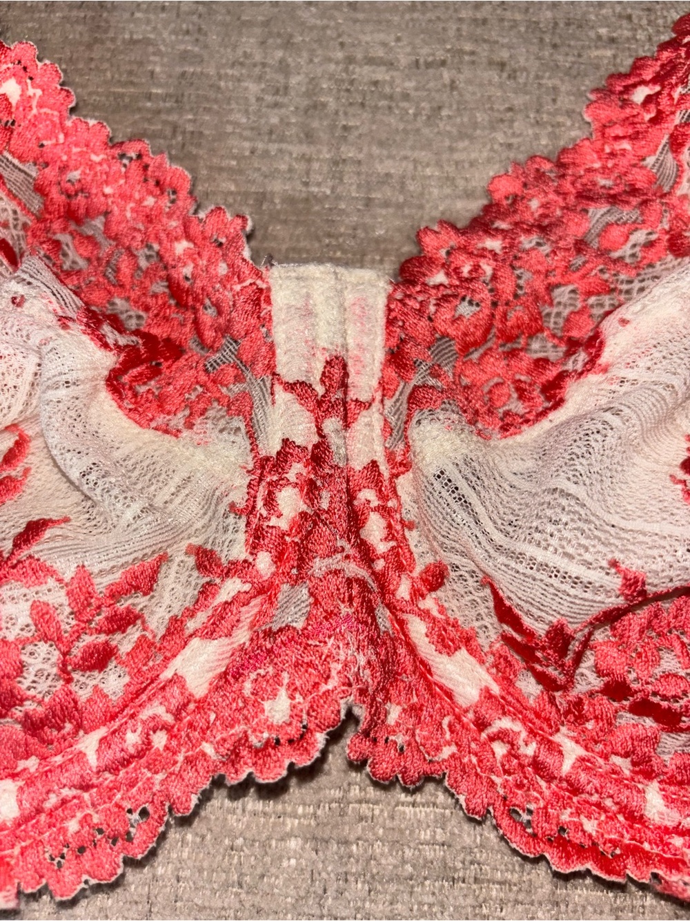 Wacoal Embrace Lace Underwire Bra 34DDD Ivory Coral Floral Romantic Coquette - Picture 5 of 12